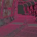 Rusted Metal Industrial Equipment With Grated Floor And Mechanical Frames