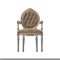 Elegant Classical Leisure Chair With Ornate Carved Arms Gold Accents Patterned Fabric Back White Legs