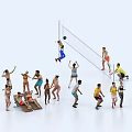 Group of People Playing Volleyball Together With Some Watching And Others Preparing To Join