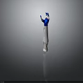 Modern Robotic Mechanical Arm With Blue Hand And White Limb Components