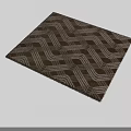 Stylish Square Rug with Abstract Red and Brown Pattern and Woven Texture 3d model