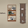Middle Ancient Storage Rack Middle Ancient Style Storage Rack Bookshelf 3d model