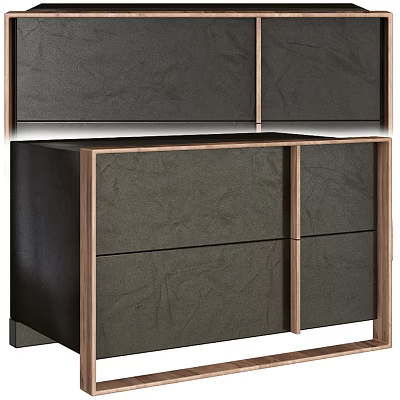 Modern Bedside Table With Wooden Frame And Textured Storage Drawers 3d model