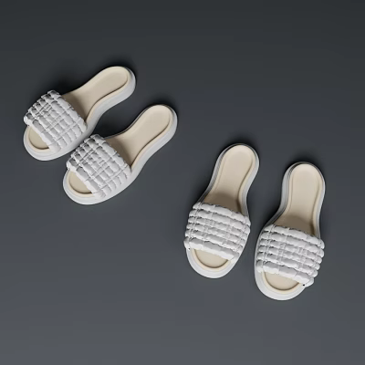 White Woven Slippers with Flat Sole and Minimalist Modern Casual Design for Daily Wear 3d model