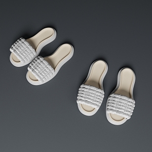 Modern slippers small fresh puffed bathroom slippers 3d model