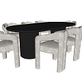 Modern Minimalist Dark Wood Dining Table Set With Light Upholstered Chairs
