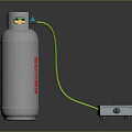 Household LPG Cylinder with Green Hose Connected to Portable Gas Stove