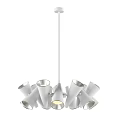 Elegant Modern Golden Chandelier With Multiple Cone Shaped Shades And Black Accents
