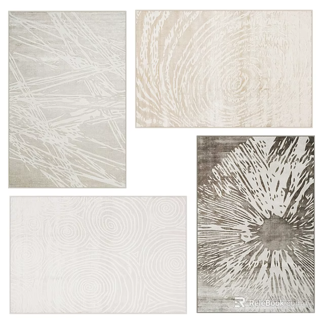 Modern Square Rugs With Abstract Patterns Circular Designs And Radiating Motifs 3d model 