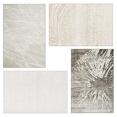 Modern Square Rugs With Abstract Patterns Circular Designs And Radiating Motifs 3d model