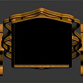 Elegant Standing Mirror With Golden Ornate Frame And Blue Reflective Surface