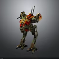 Detailed Mechanical Robot Character With Weapon Colorful Armor And Futuristic Design