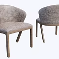 Modern Upholstered Dining Chairs with Textured Fabric Seats Wooden Legs Curved Backrest and Armrest