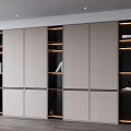 Modern Minimalist Decorative Cabinet With Open Shelves Light Wood Finish And Integrated LED Lighting