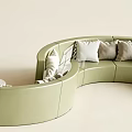Modern Living Room Sofa And Coffee Table Sets With Curved Designs And Beige Green Tones