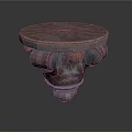 Ornate Carved Wooden Round Table With Intricate Base And Decorative Patterns