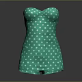 Stylish Green Strapless Dress With White Polka Dots For Women