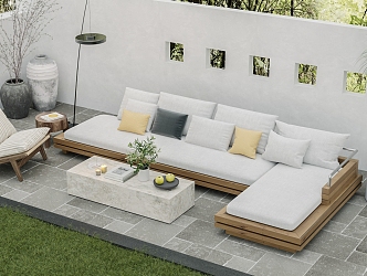 Log Style Outdoor Sofa Coffee Table Combination Outdoor Leisure Chair 3d model