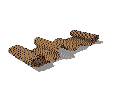 Wooden Outdoor Chair with Unique Wave Shaped Design for Garden Patio Use 3d model