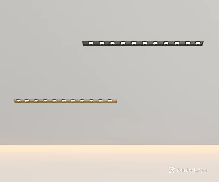 Black and Gold Downlights Spotlights Strip with Multiple LED Bulbs for Indoor Lighting 3d model 