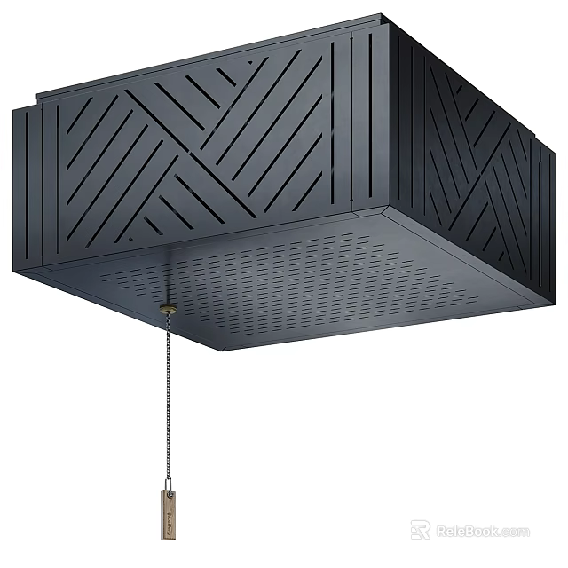 Elegant Modern Black Faucet with Geometric Pattern Hanging from Perforated Ceiling Structure 3d model