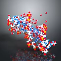 Colorful Molecular Structure Model with Balls for Daily Life Products Dark Background Reflective Effect