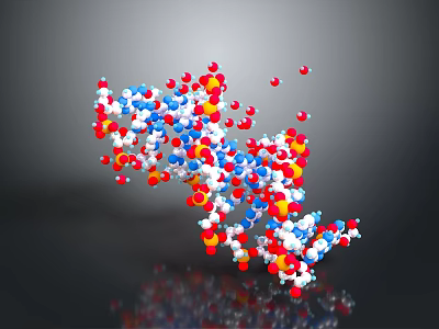 Colorful Molecular Structure Model with Balls for Daily Life Products Dark Background Reflective Effect 3d model