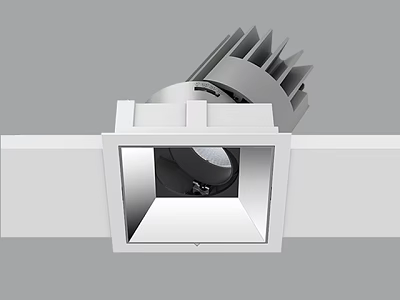 Modern Square Recessed Spotlights with Heat Dissipation Fins and Adjustable Lamp Head 3d model
