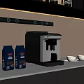 Modern Kitchen Counter With Sleek Coffee Machine Coffee Bags And White Cups