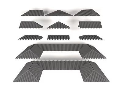 Different Shaped Architectural Roof Components with Various Designs and Structural Variations 3d model