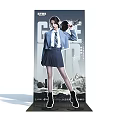 KOF Girl Character Standee In School Uniform Holding Weapon And Game Design