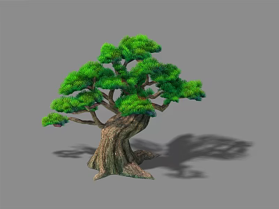 Lush Green Arbor With Thick Trunk Curved Branches And Natural Shade On Gray Background 3d model