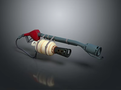 Tactical Weapon With Red Nozzle White Body Flexible Hose And Long Barrel Design 3d model