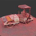 Heavy Duty Road Roller On Blue Construction Surface