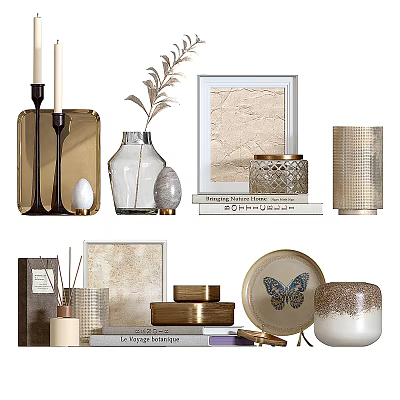 Modern Decorative Ornaments Set with Vase Picture Frame Candle Diffuser and Decorative Plate 3d model