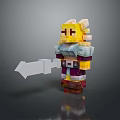 Pixelated Warrior Character With Yellow Armor And Large Sword Weapon