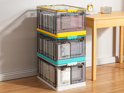 Transparent Stackable Storage Boxes With Colored Borders For Home Office Organization 3d model