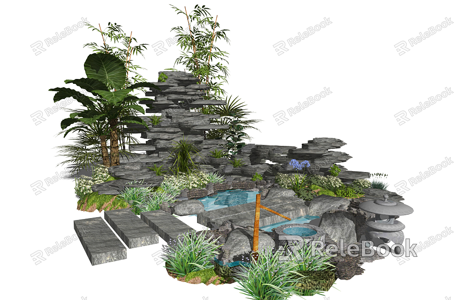 New Chinese style landscape sketch rockery stone landscape sketch courtyard landscape model