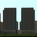 Modern High Rise Residential Buildings With Commercial Area And Urban Greenery