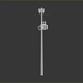 White Communication Tower With Antennas And Equipment On Gray Background 3d model