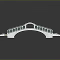 White Arched Bridge 3D Model with Classical Design and Arched Windows 3d model