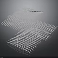 Abstract Geometric Structure With Interlaced White Lines Three Dimensional Grid Design And Reflective Dark Background