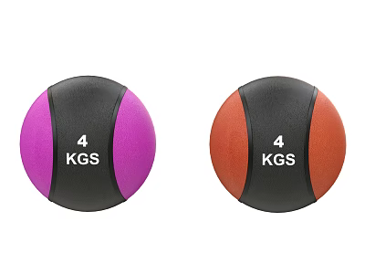 Two 4 KGS Medicine Balls Sports Equipment Purple And Orange 3d model