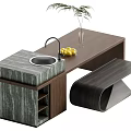 Modern Nakajima Dining Table and Chair Combination 3d model