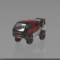 Modern Off Road Truck With Red Black White Geometric Design And Large Wheels