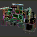 Advanced Command Console Featuring Multiple Green Screen Monitors Blue Overhead Lights And Equipment