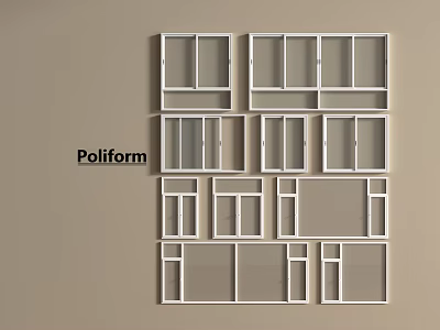 Poliform Modular Wall Mounted Shelving With White Frames And Beige Background 3d model