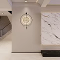 Modern Wall Mounted Minimalist Design Clock With Marble Texture Decorative Panel In Bright Clean Interior 3d model