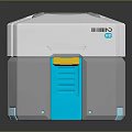 Modern White Gray Storage Box With Blue Doors Yellow Accents And Gray Top