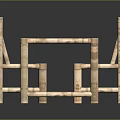 Rustic Wooden Dining Table Set With Cylindrical Legs And Woven Rattan Seats